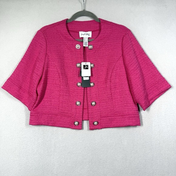 Joseph Ribkoff Jackets & Blazers - Joseph Ribkoff Jacket Women 10 Boucle Cropped Pink Button Detail Career $285 NWT